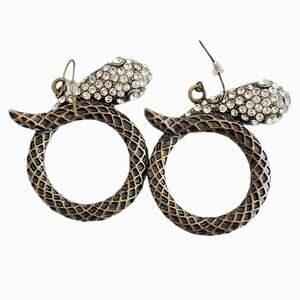 Dangling Pave Hoop Serpent Earrings